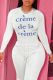 White Street Print Letter O Neck Tops