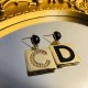 Black Gold Street Letter Geometric Patchwork Earrings