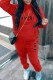 Red Casual Print Letter Hooded Collar Long Sleeve Two Pieces