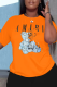 Orange Casual Print Patchwork O Neck T-Shirts