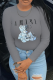 Grey Street Print Patchwork O Neck Tops