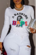 White Street Print Letter O Neck Tops