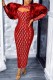 Red Sexy Patchwork Hollowed Out Half A Turtleneck Evening Dress Dresses