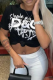 Black Street Daily Print Letter O Neck T-Shirts