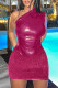 Rose Red Sexy Solid Patchwork Oblique Collar Sleeveless Two Pieces