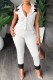 White Casual Solid Patchwork Contrast Turn-back Collar Sleeveless Two Pieces