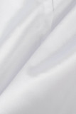 White Casual Solid Patchwork Fold O Neck Straight Dresses