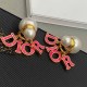 Pink Elegant Letter Patchwork Earrings