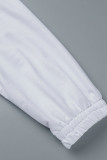 White Casual Solid Patchwork O Neck Tops