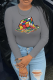 Grey Street Print Patchwork O Neck Tops