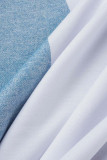 White Casual Solid Patchwork O Neck Tops