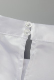 White Casual Solid Patchwork Fold O Neck Straight Dresses