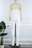 Red Sexy Solid Patchwork Feathers Spaghetti Strap Skinny Jumpsuits
