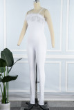 Red Sexy Solid Patchwork Feathers Spaghetti Strap Skinny Jumpsuits
