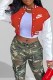 Red Casual Print Letter Mandarin Collar Outerwear