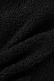 Black Casual Sportswear Solid Patchwork Buckle Patch Turndown Collar Outerwear