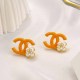Orange Simplicity Geometric Patchwork Earrings