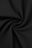 Black Sexy Solid Hollowed Out Patchwork V Neck Skinny Jumpsuits