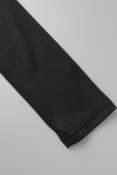 Black Sexy Solid Patchwork Backless O Neck Skinny Rompers