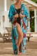 Light Blue Sexy Casual Print Frenulum Cardigan Swimwears Cover Up