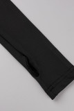 Black Sexy Solid Hollowed Out Patchwork V Neck Skinny Jumpsuits