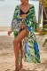 Green Sexy Casual Print Frenulum Cardigan Swimwears Cover Up