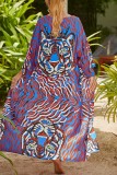 Pink Sexy Casual Print Frenulum Cardigan Swimwears Cover Up