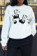 White Casual Print Patchwork O Neck Tops