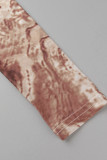 Brown Sexy Print Patchwork Half A Turtleneck Pencil Skirt Dresses