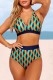 Multicolor Sexy Print Bandage Patchwork Backless Swimwears (With Paddings)