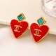 Red Simplicity Geometric Patchwork Earrings