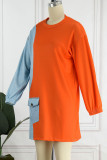 White Casual Solid Patchwork O Neck Tops
