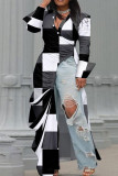 Blue Casual Street Print Patchwork Asymmetrical V Neck Straight Plus Size Dresses