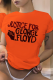 Orange Street Print Patchwork Letter O Neck T-Shirts