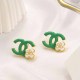 Green Simplicity Geometric Patchwork Earrings