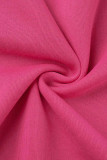 Rose Red Casual Solid Patchwork Zipper Hooded Collar Long Sleeve Two Pieces