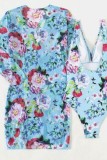 Pink Sexy Print Cardigan Swimwears (With Paddings)