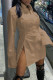 Khaki Casual Solid Patchwork Buckle Slit Turndown Collar A Line Plus Size Dresses