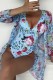 Light Blue Sexy Print Cardigan Swimwears (With Paddings)