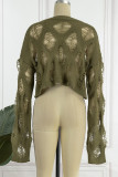 Black Sexy Casual Solid Ripped Hollowed Out See-through O Neck Tops