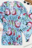 Pink Sexy Print Cardigan Swimwears (With Paddings)