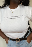 White Street Print Letter O Neck T-Shirts