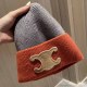 Tangerine Red Casual Geometric Patchwork Hat