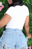 White Street Print Letter O Neck T-Shirts