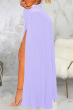 Purple Sexy Casual Solid Mesh Swimwears Cover Up