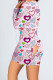 Pink Casual Print Patchwork Buttons V Neck Skinny Rompers