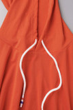 Red Casual Solid Patchwork Hooded Collar Long Sleeve Two Pieces