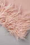 White Sexy Solid Patchwork Feathers Strapless One Step Skirt Dresses