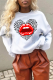 White Daily Lips Printed Patchwork O Neck Tops