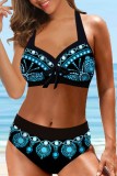 Pink Sexy Print Bandage Backless Swimwears (With Paddings)